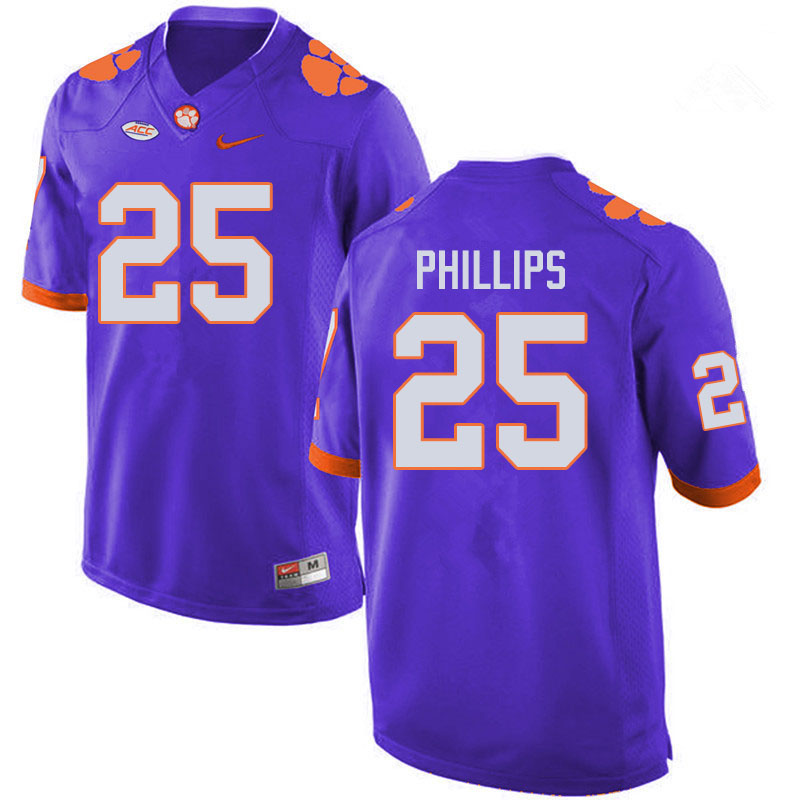 Men #25 Jalyn Phillips Clemson Tigers College Football Jerseys Sale-Purple